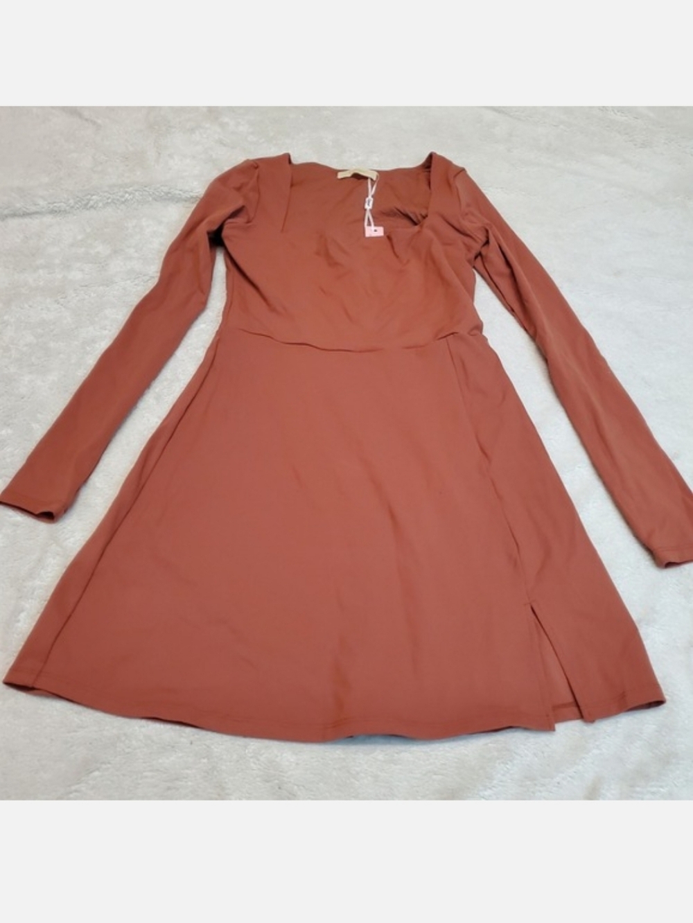 NWT Quince Rust Brown Party Rave Cocktail Sexy Vixen Bodycon Fitted Dress Large‎